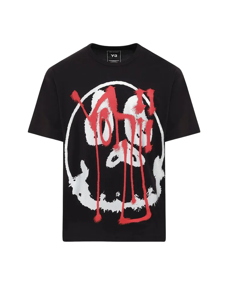 Y-3 Skull Graphic T-shirt In Black/red Black