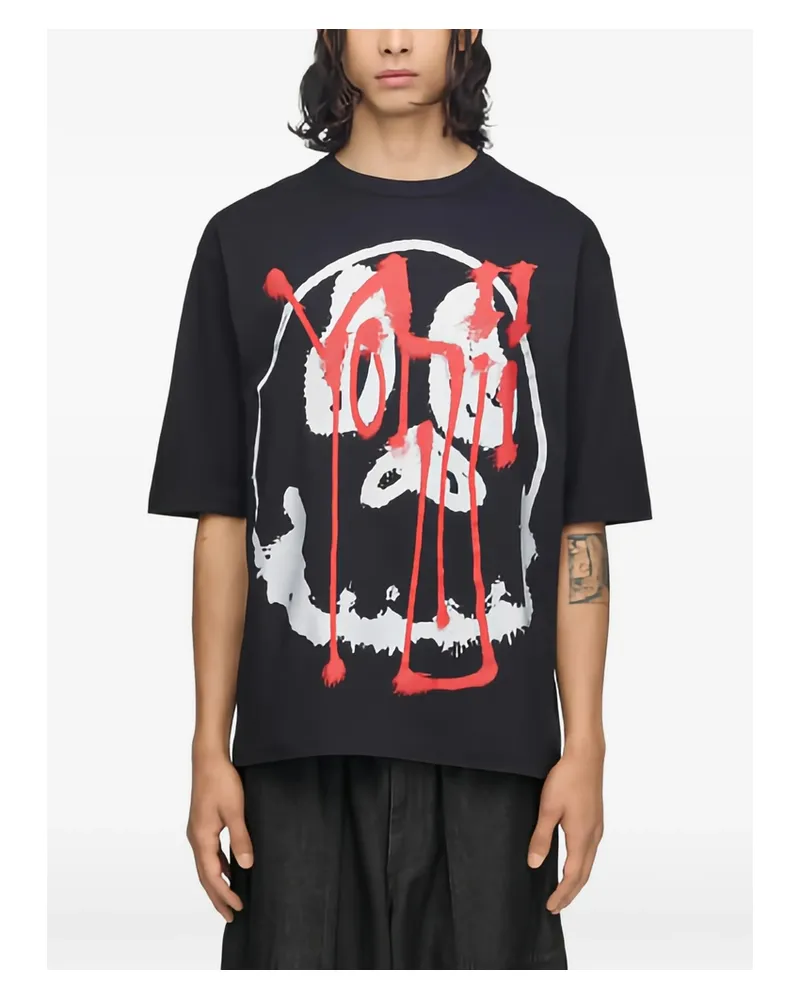 Y-3 Skull Graphic T-shirt In Black/red Black