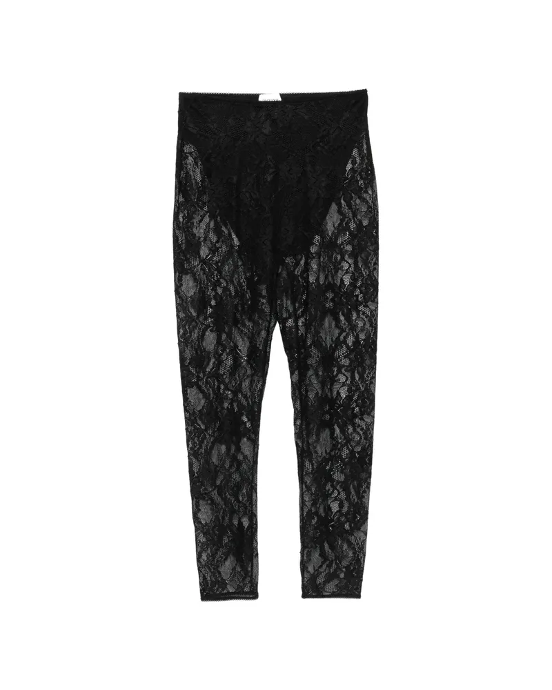 ANDAMANE Loli Lace-panelled Cropped Trousers Black