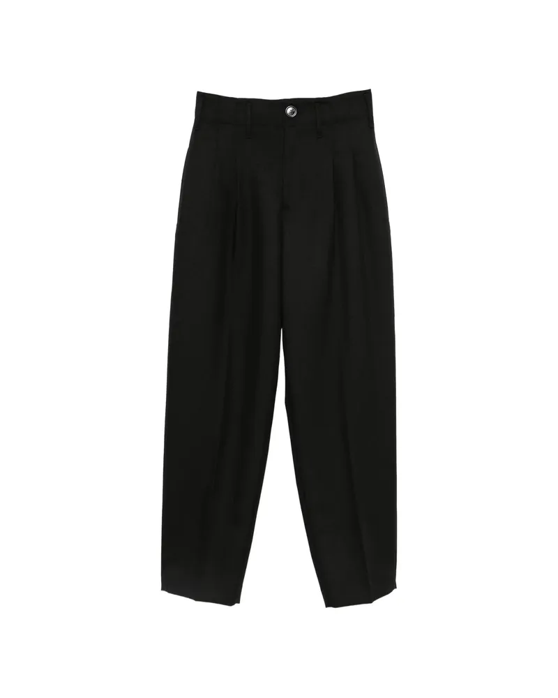 AMI Paris Pleated Straight-leg Trousers Black