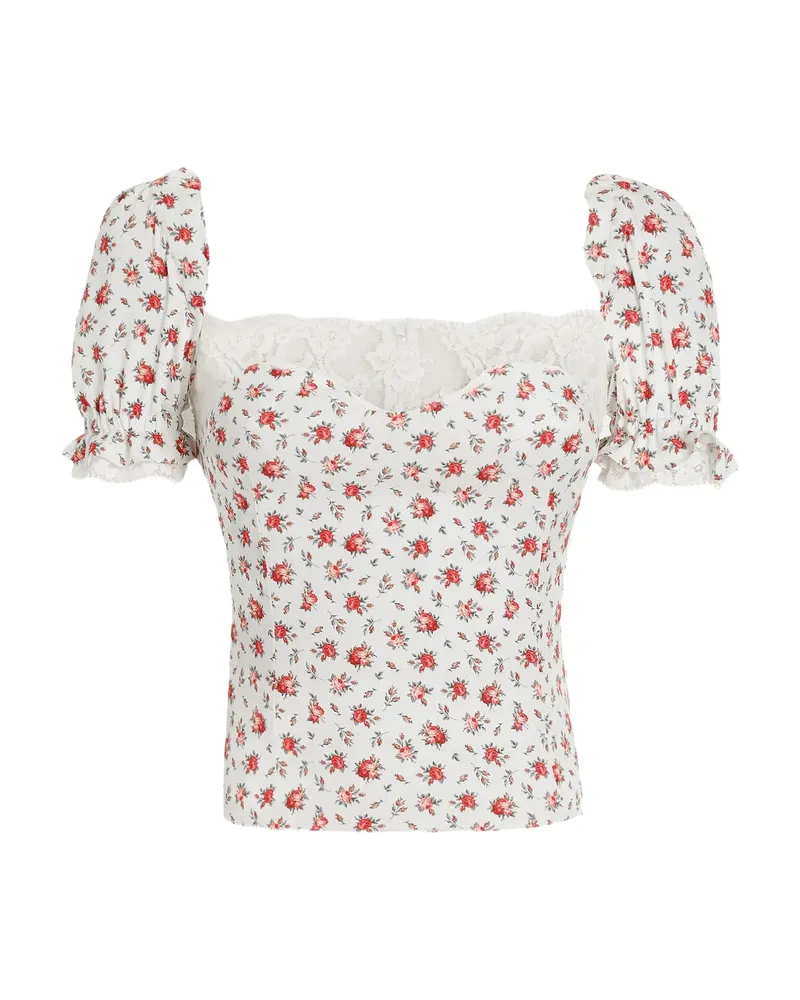 Dolce & Gabbana Floral-print Lace-trim Top White