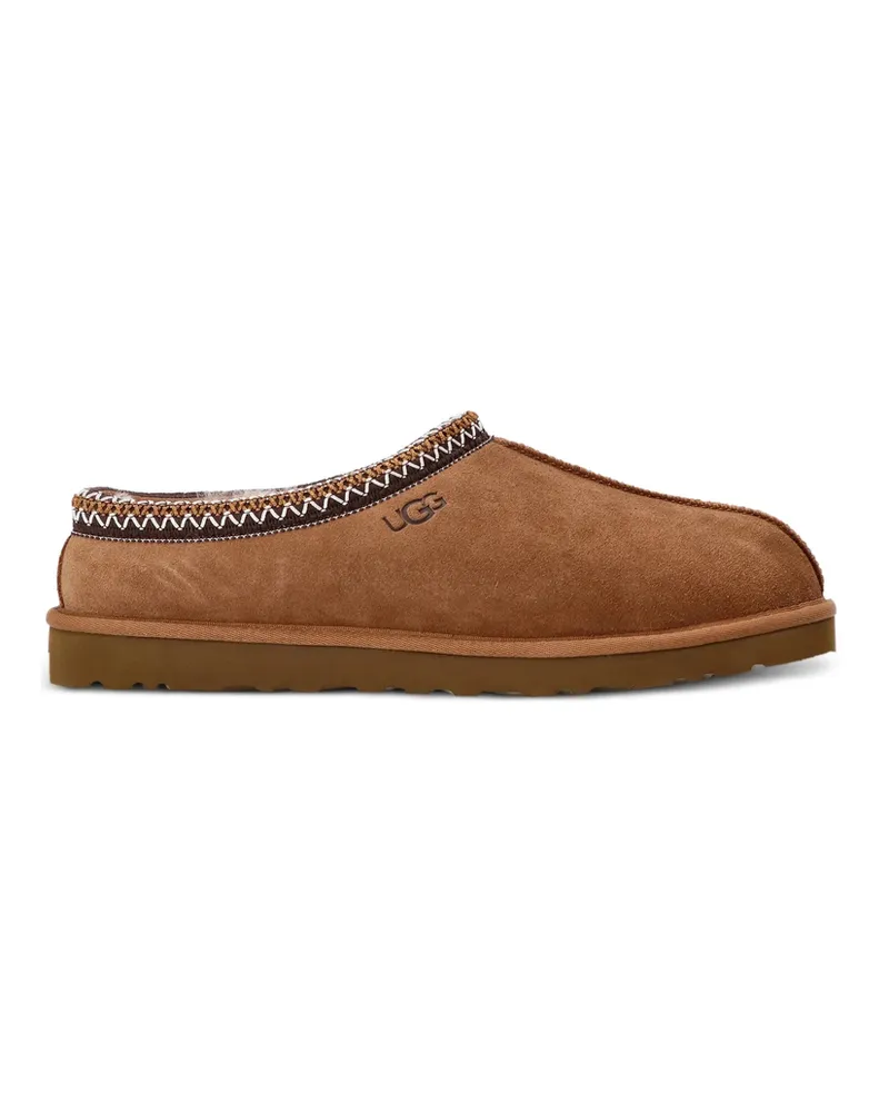 UGG Stitched-trim Sheepskin Slippers Brown