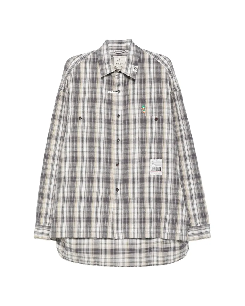 MIHARAYASUHIRO Check-pattern Embroidered Shirt Grey