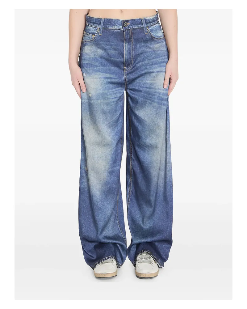 Golden Goose Printed Five-pocket Trousers Blue