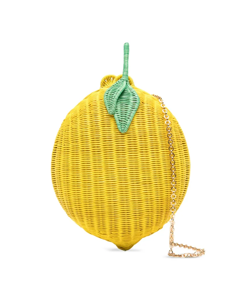 Serpui Leaf Woven Clutch Bag Yellow