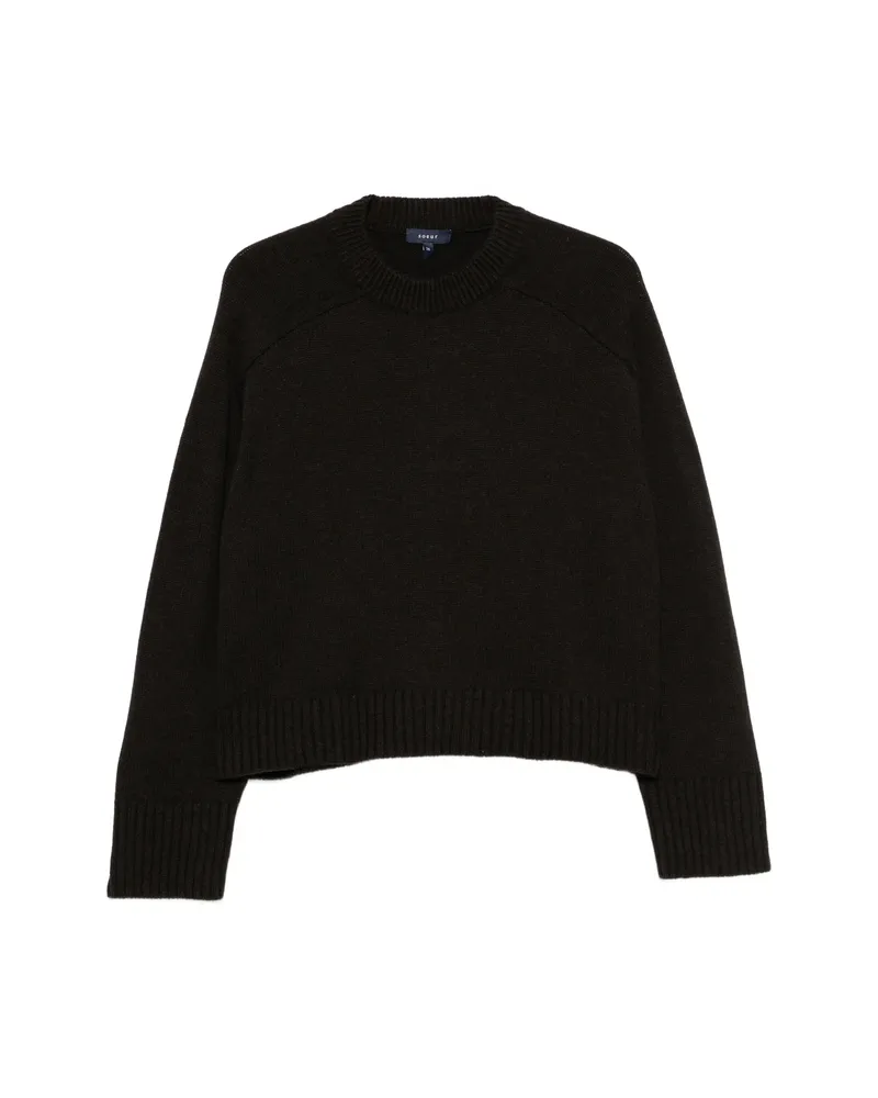 Soeur Will Raglan-sleeve Ribbed-trim Sweater Brown