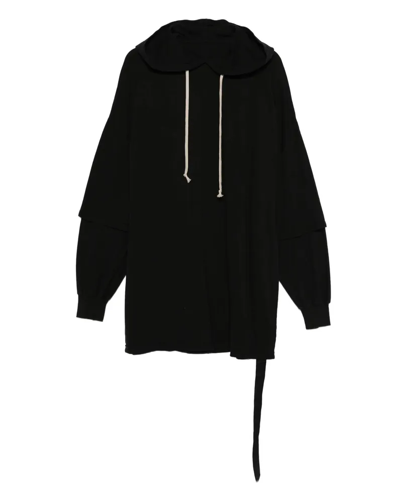 DRKSHDW by Rick Owens Tommy Layered Drawstring Hoodie Black
