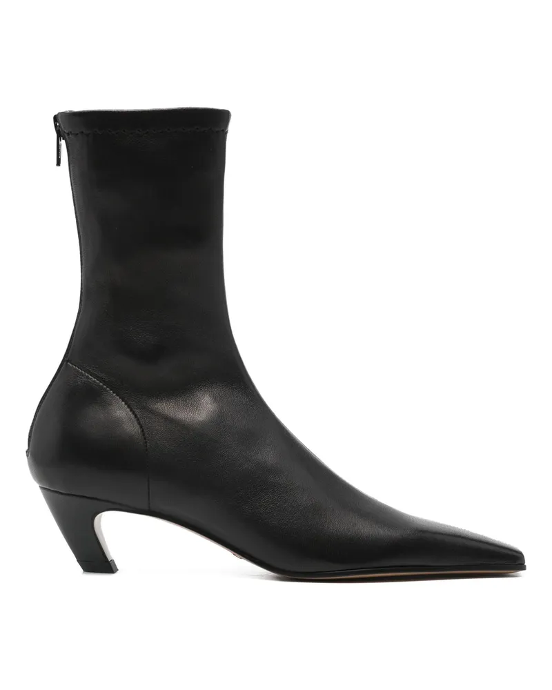 KHAITE Square Toe Heeled Boots Black