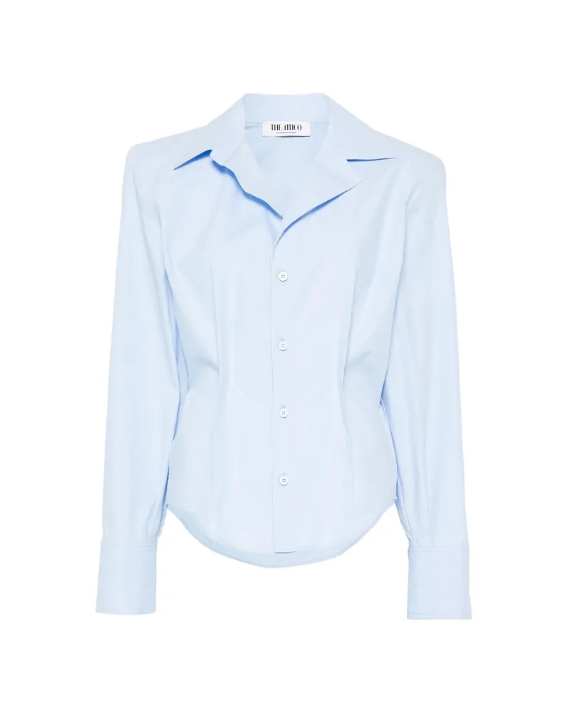 ATTICO Pointed-collar Buttoned Shirt Blue
