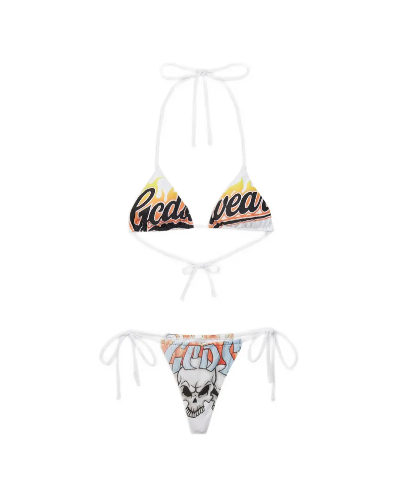 GCDS Riders-print Bikini White