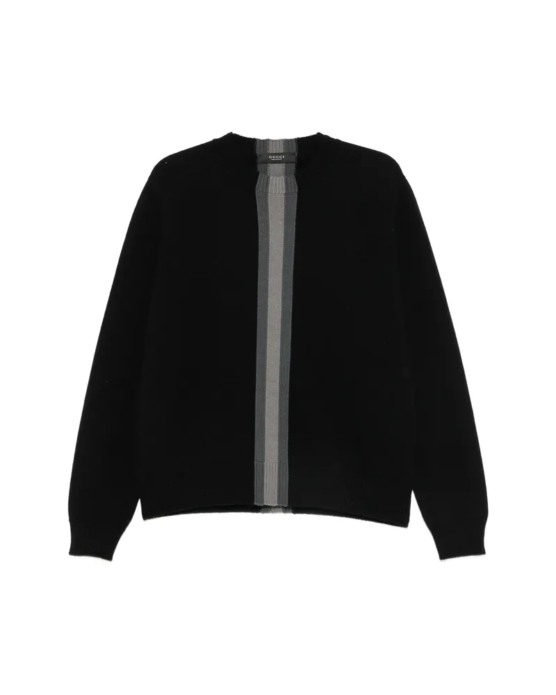 Gucci Stripe-detail Crew-neck Sweater Black