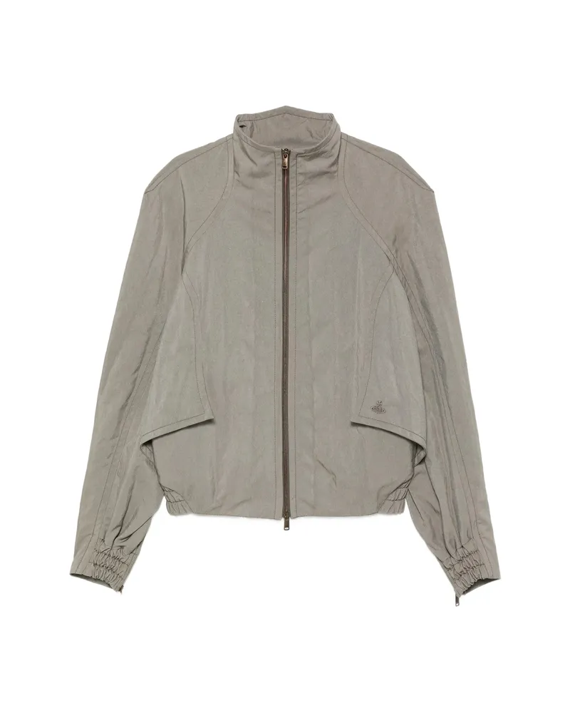 Vivienne Westwood Orb-embroidered Zip-up Jacket Grey