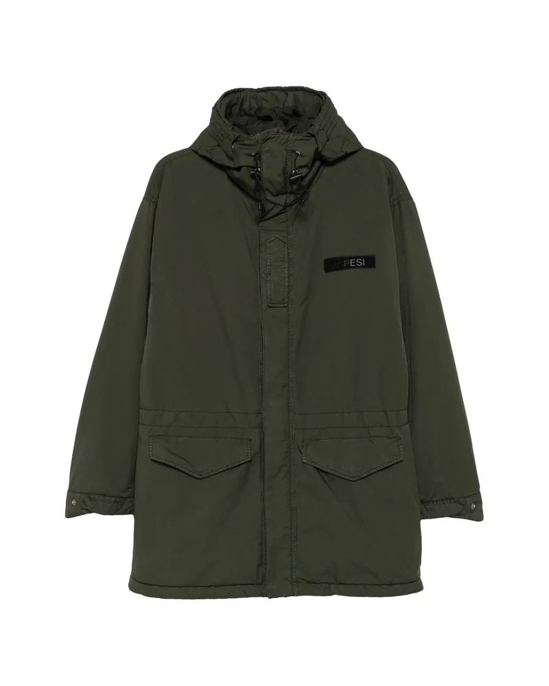ASPESI Boom Winter Hooded Logo-patch Coat Green