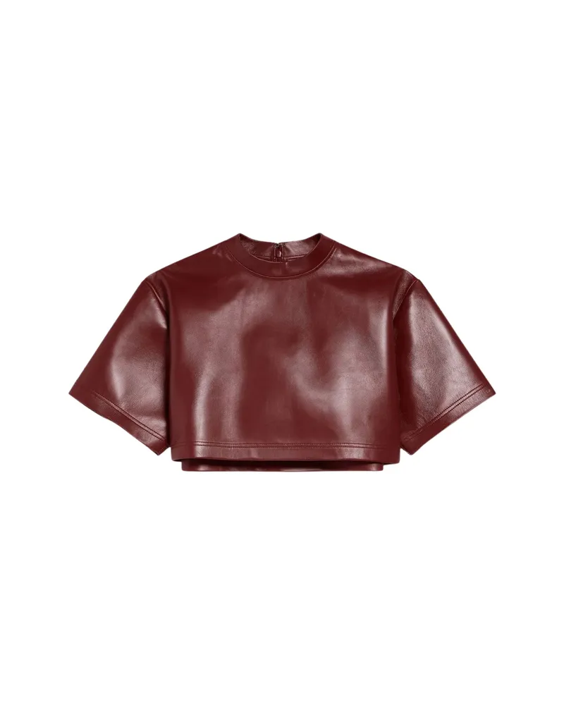 Balenciaga Short-sleeve Leather T-shirt Red