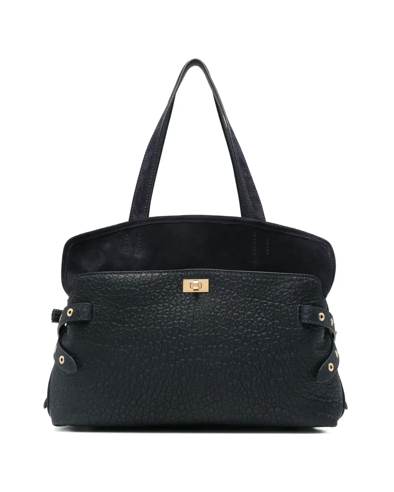 Anya Hindmarch Grained-leather Eyelet-detail Tote Bag Blue