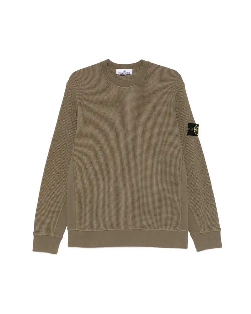 Stone Island Waffle-knit Patch Sweatshirt Green