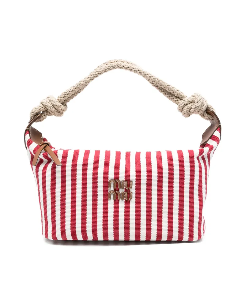 Miu Miu Striped Rope-handle Tote Bag Red