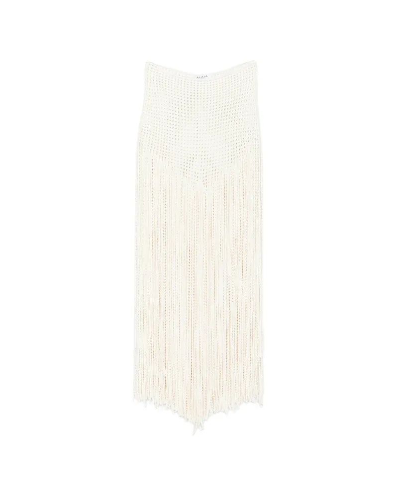 Alaïa Beaded Knit Trousers Neutrals