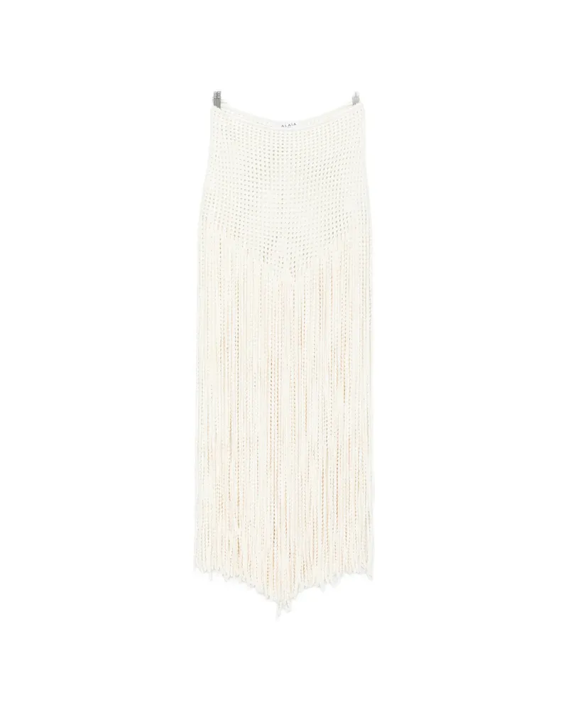 Alaïa Beaded Knit Trousers Neutrals