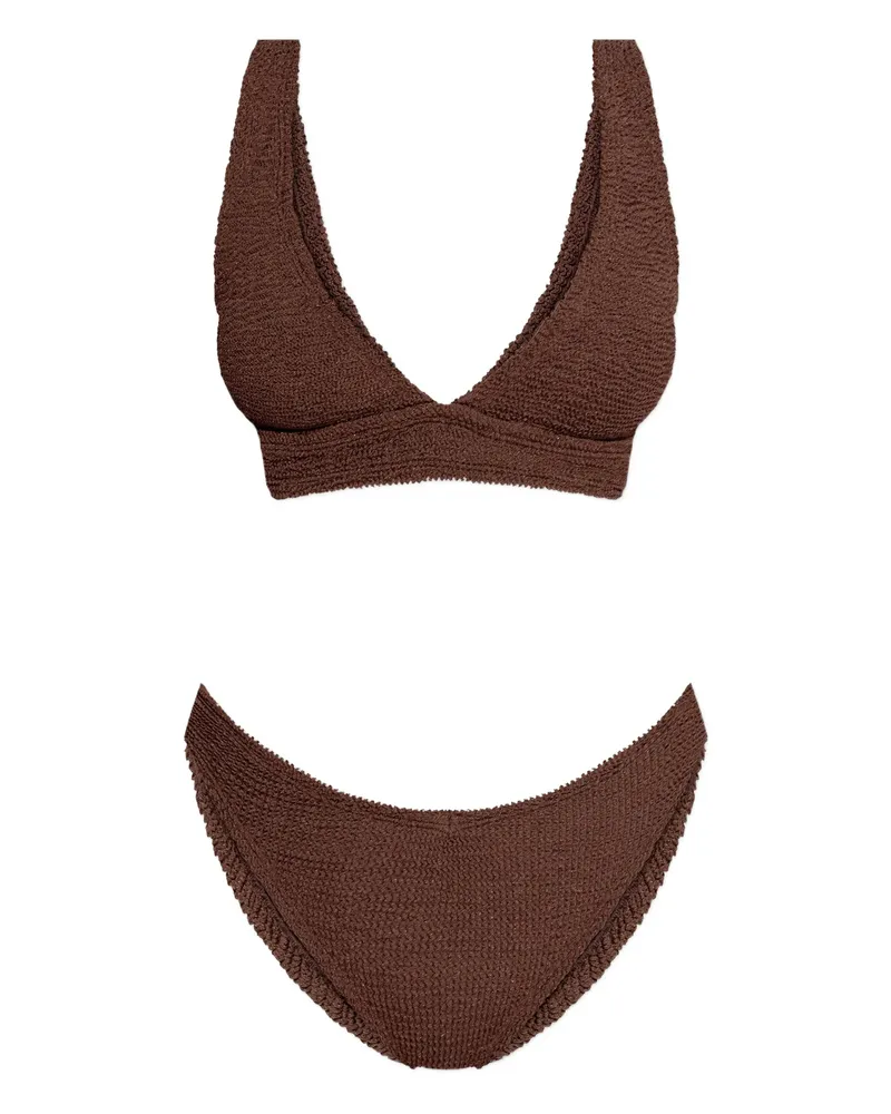 Hunza G Metallic Crinkle Bikini Brown