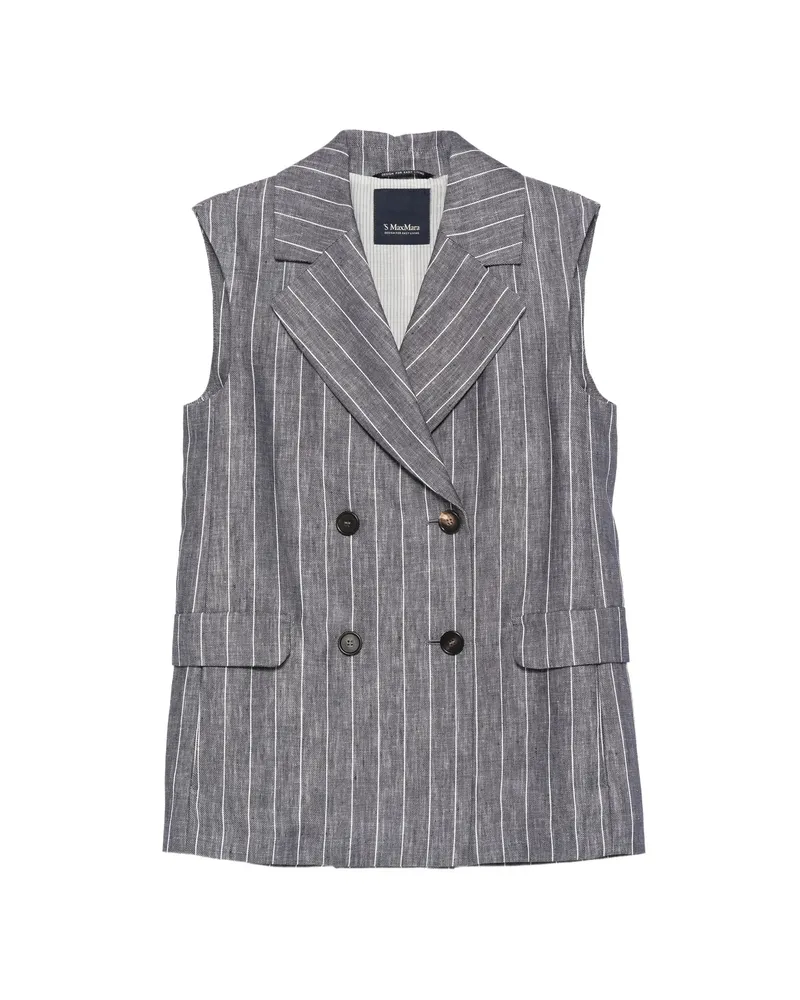 Max Mara Striped Button Vest Blue