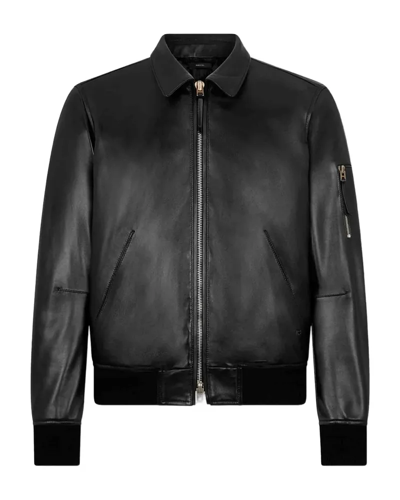 Tom Ford Collar Leather Jacket Black