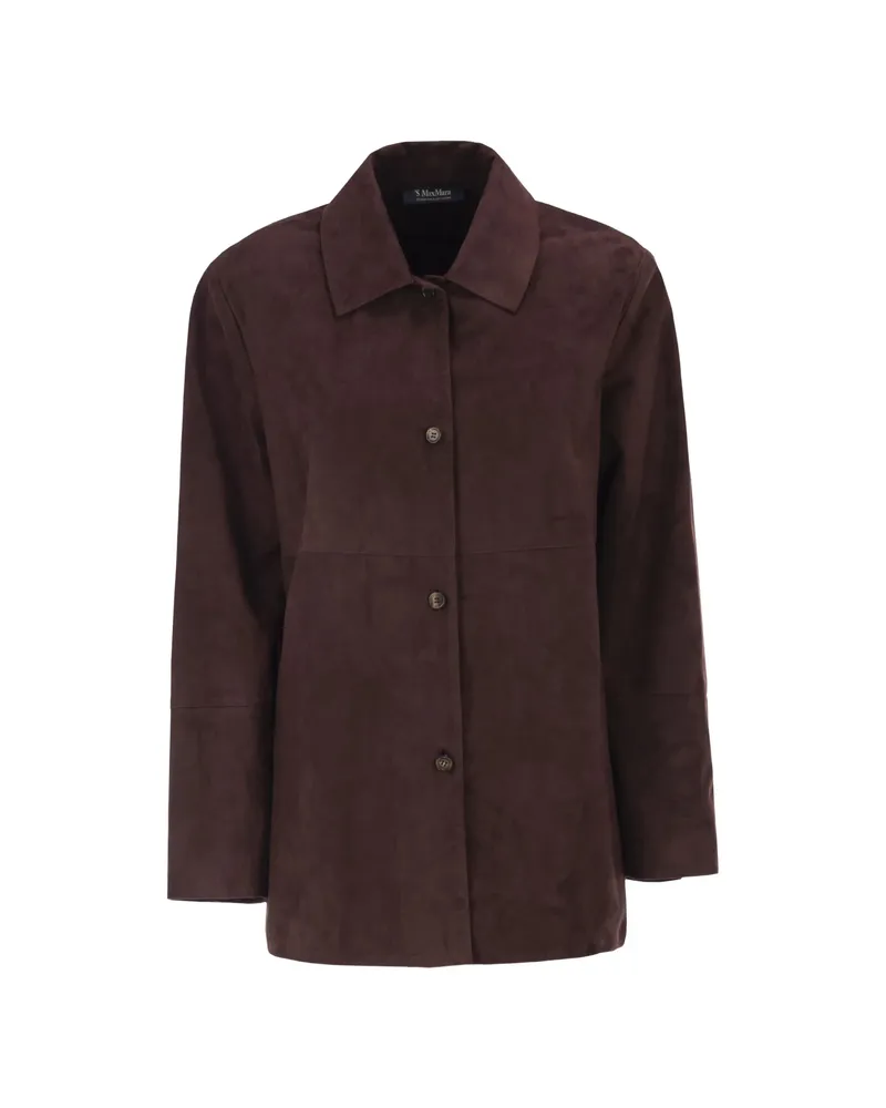 Max Mara Panelled Suede Jacket Red
