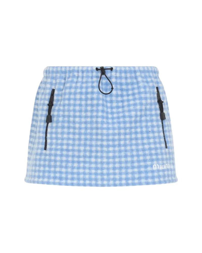 Miu Miu Vichy Fleece Mini Skirt White