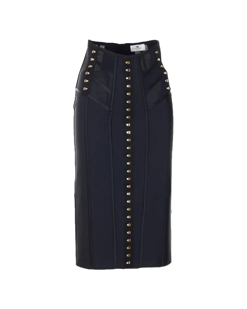Elisabetta Franchi Hook-appliqué Midi Skirt Black