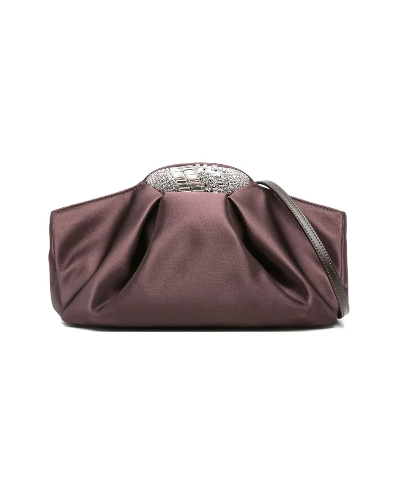 Giuseppe Zanotti Crystal-embellished Silk Clutch Purple