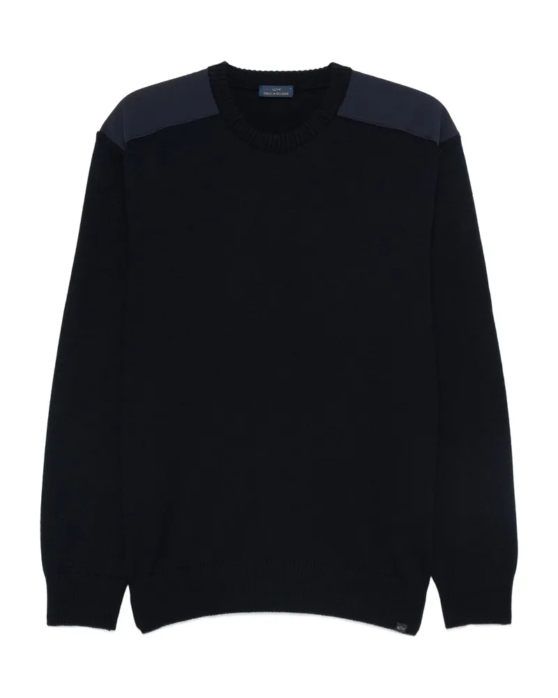 Paul & Shark Wool Shoulder-patch Jumper Blue
