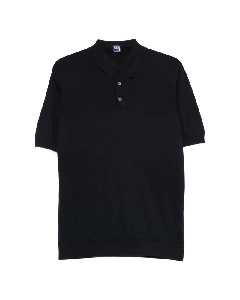 Fedeli Button-up Polo Shirt Blue