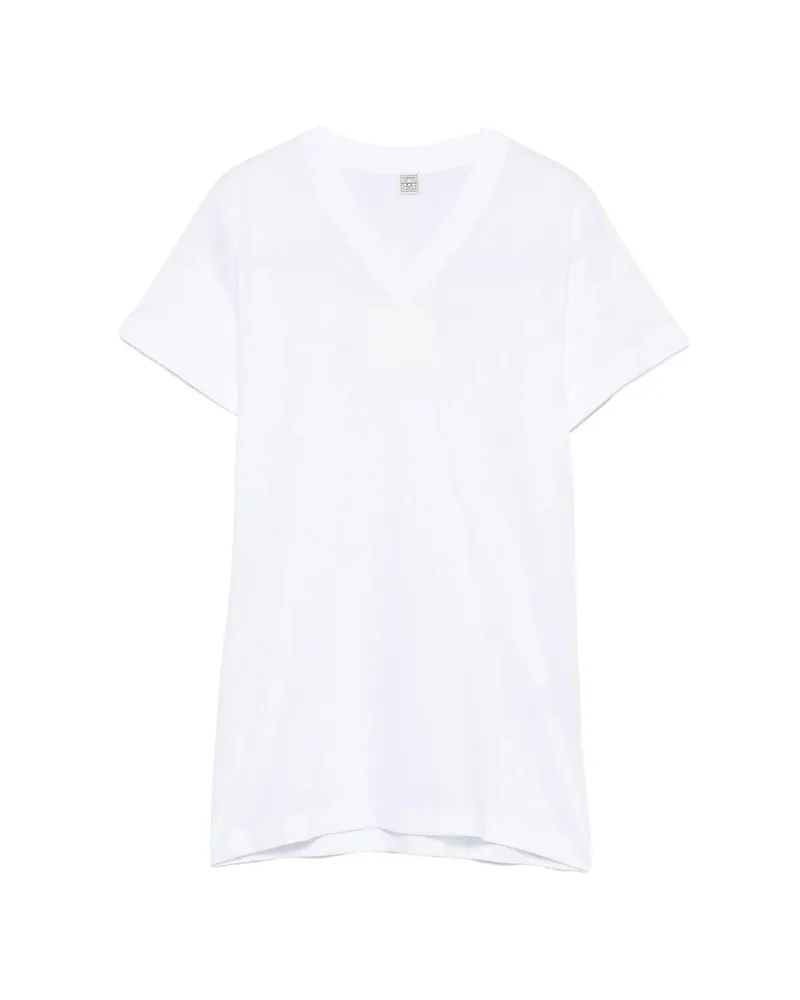 Totême Wide-ribbed V-neck T-shirt White