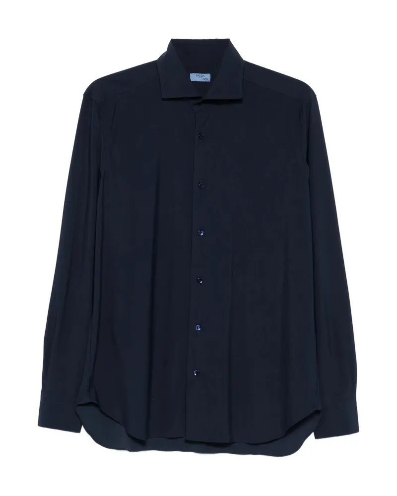 BARBA Long-sleeve Button-up Shirt Blue