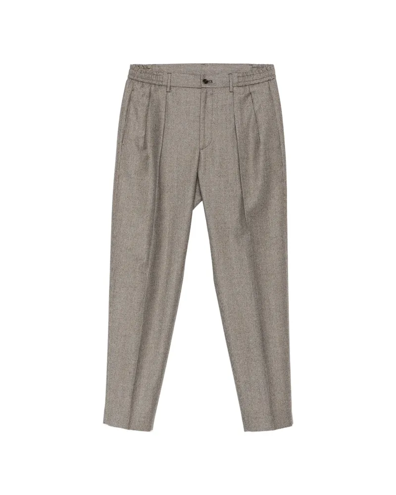 Tagliatore Houndstooth Pleated Trousers Brown
