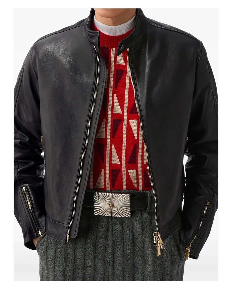 Versace Nappa Biker Jacket Black