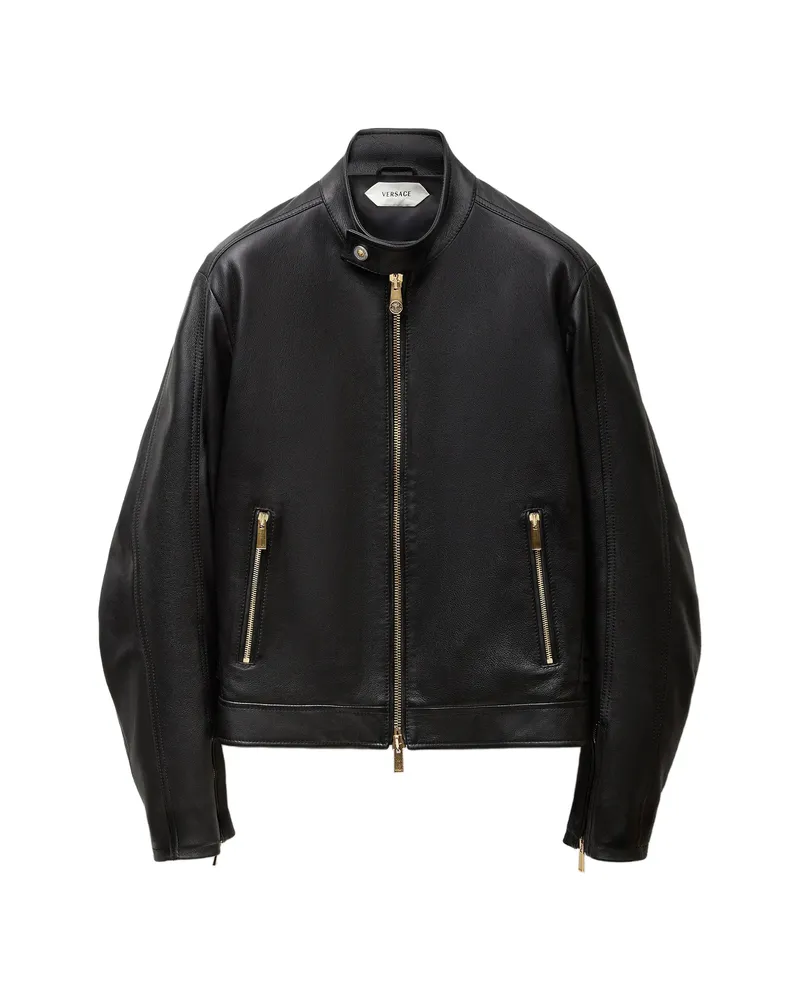 Versace Nappa Biker Jacket Black