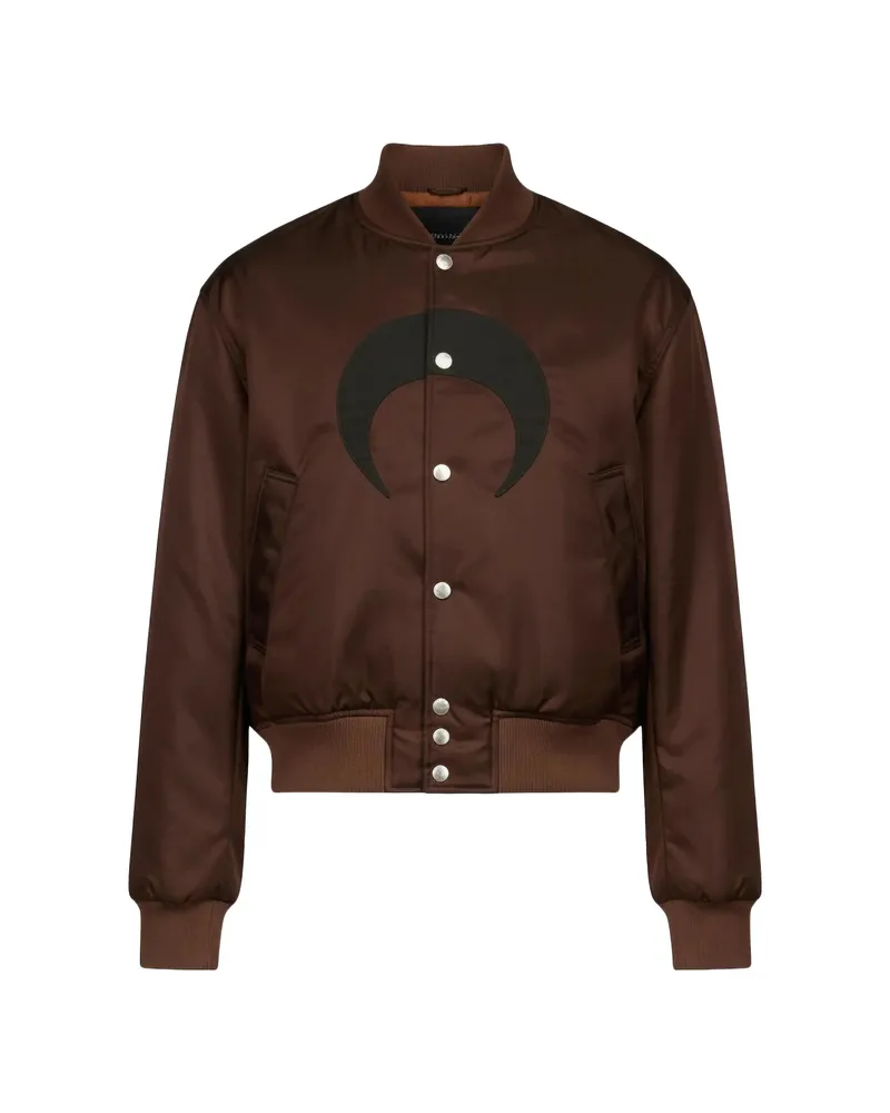 Marine Serre Moon-print Buttoned Bomber Jacket Brown