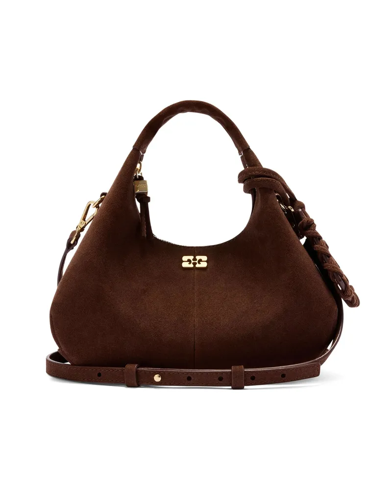 Ganni Suede Tote Bag Brown