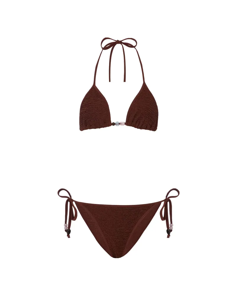 Hunza G Gina Beaded Bikini Brown