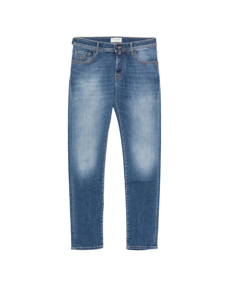 Jacob Cohën Faded-effect Logo-patch Jeans Blue