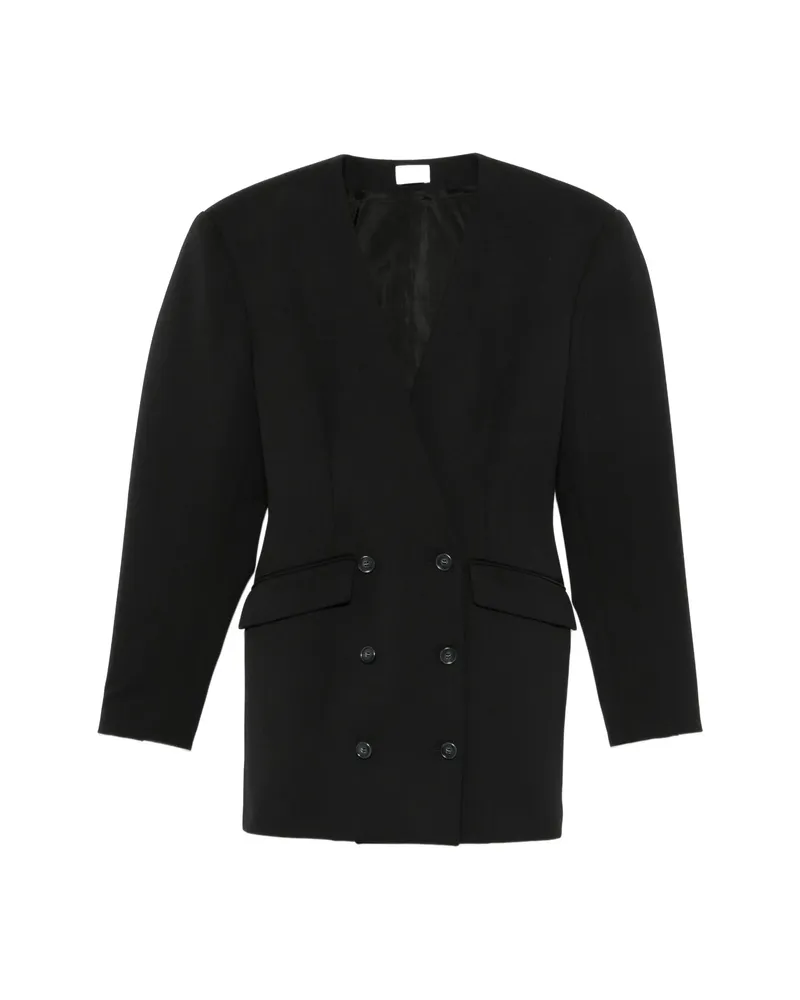 ANDAMANE Double-breasted Collarless Jacket Black
