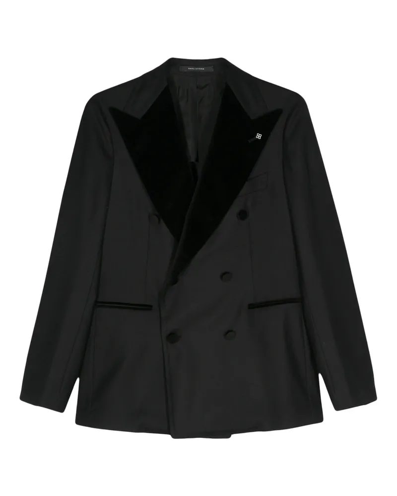 Tagliatore Velvet-trim Double-breasted Blazer Black