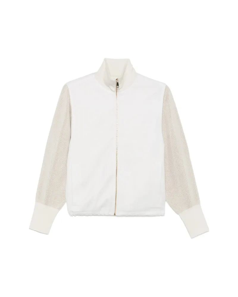 Fabiana Filippi Ribbed-knit Panelled Jacket White