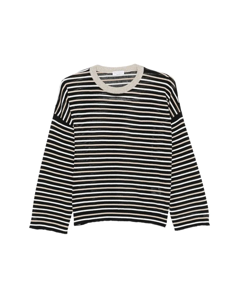 Brunello Cucinelli Striped Crew-neck Top Black