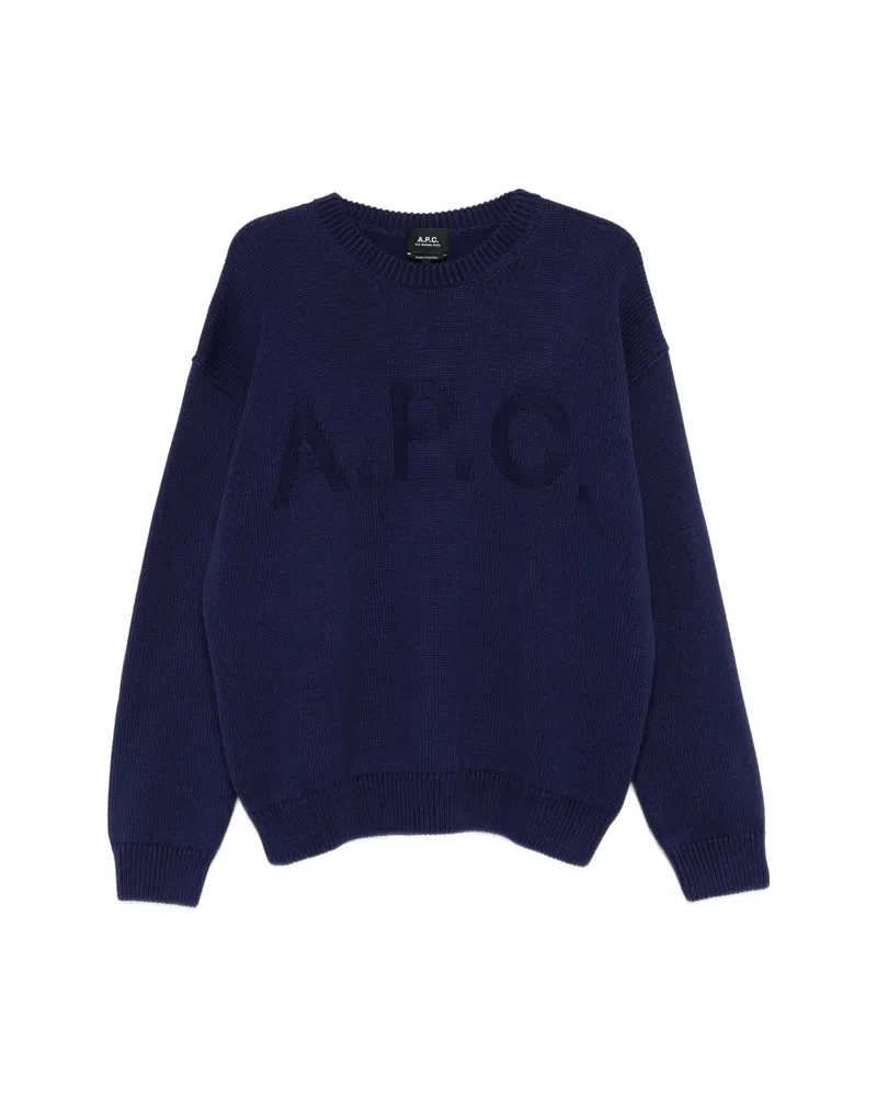 A.P.C. A. p.c. Logo-detail Crew-neck Sweater Blue