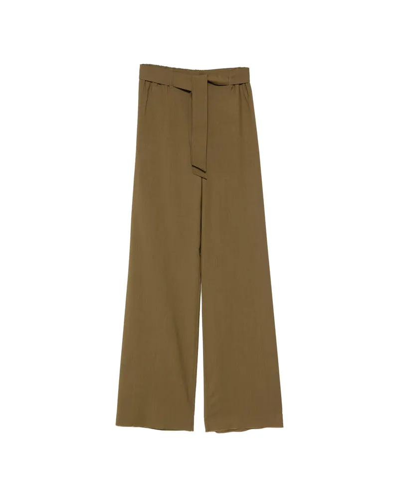 Max Mara Meditto Belted Wide-leg Trousers Green