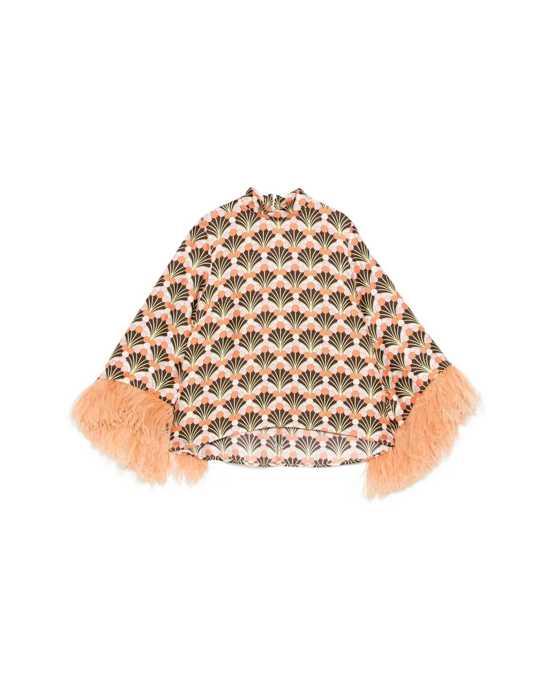 La DoubleJ Feather Printed Top Brown