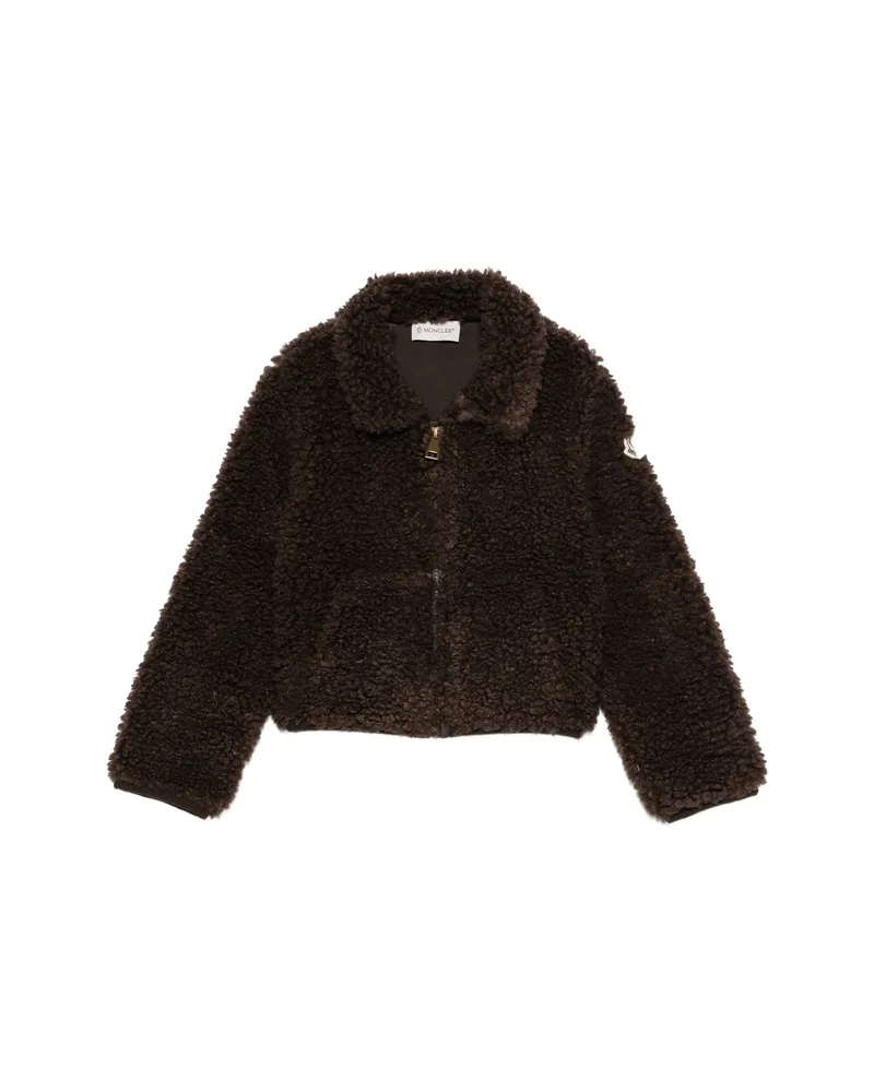 Moncler Logo-patch Faux-shearling Jacket Brown