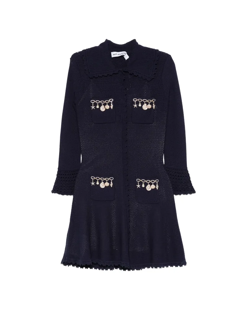 Self-Portrait Charm-embellishment Mini Dress Blue
